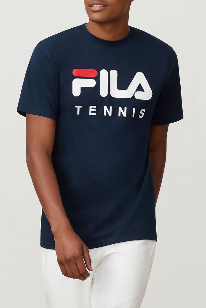 Fila T-Shirt Tennis Mens Navy - India XEB-519486